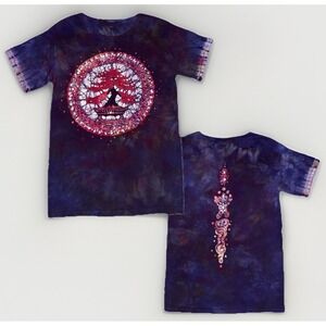 Handmade Batik Bonsai Tree Pagoda T Shirt S Purple Tie Dye Double Sided Festival